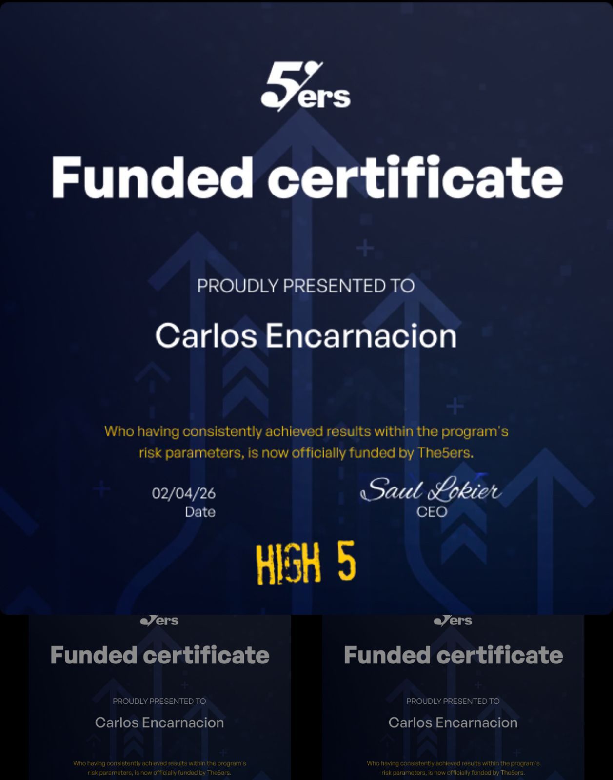 5ers - Certificate of Funded Account