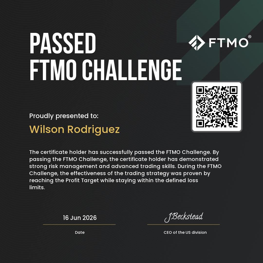 FTMO - Certificate of Funded Account